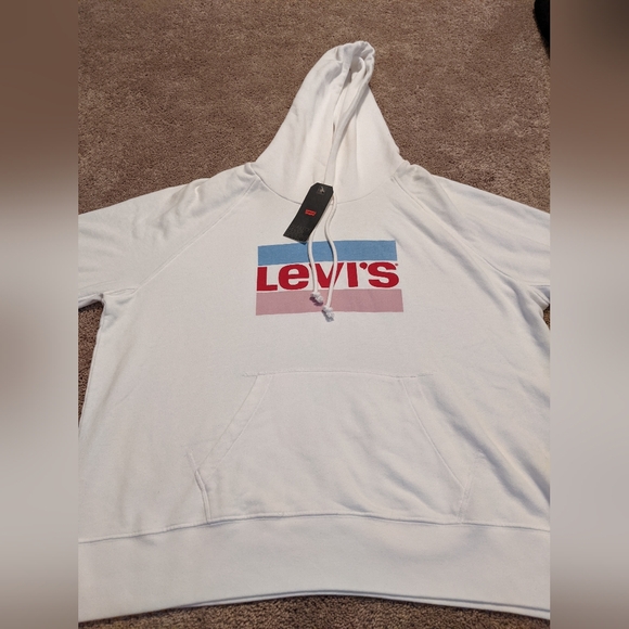 Brand New W Tags Unisex Levi's White Graphic Hoodie Size XLarge/1X - Picture 1 of 9